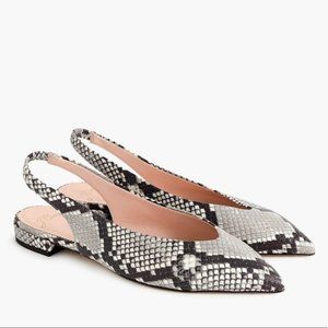 J.Crew Leather Slingbacks with Snakeskin Print - sz. 10